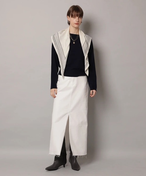 CADUNE（カデュネ）の「デニムタイトスカート（スカート・レディース・ホワイト/ライトパープル/ベージュ・38/36/34）」の15枚目の写真