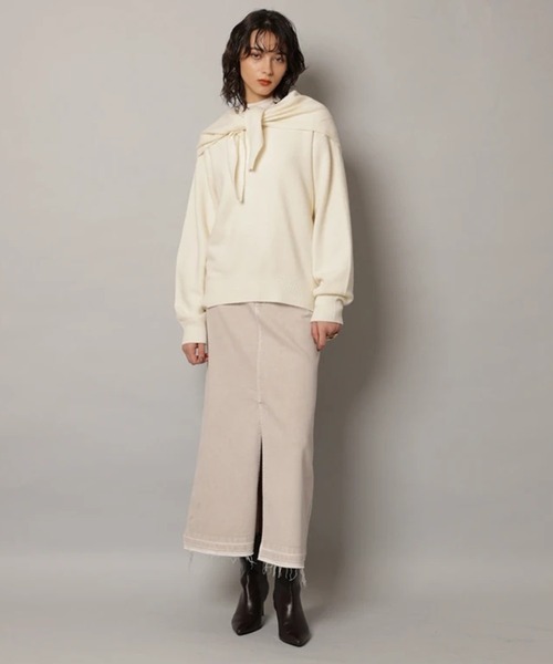 CADUNE（カデュネ）の「デニムタイトスカート（スカート・レディース・ホワイト/ライトパープル/ベージュ・38/36/34）」の16枚目の写真