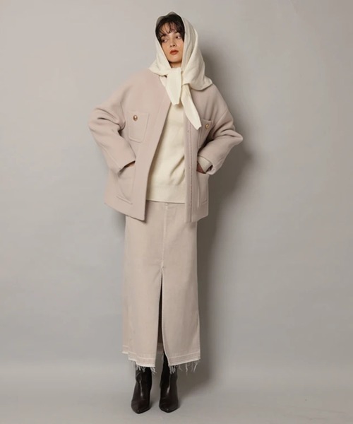 CADUNE（カデュネ）の「デニムタイトスカート（スカート・レディース・ホワイト/ライトパープル/ベージュ・38/36/34）」の17枚目の写真