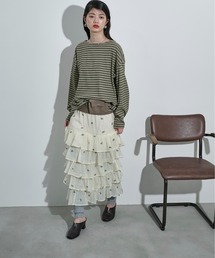 THE YOn | フラワー刺繍ティアードヘムシアースカート(スカート)