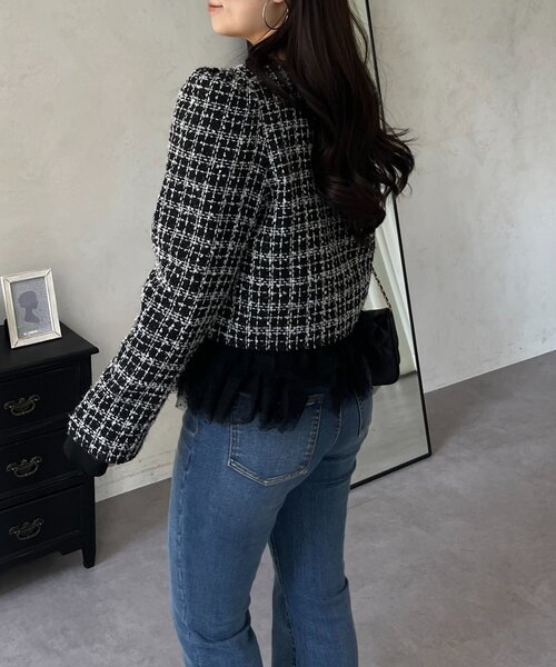 prose verse(プロズヴェール)の「パフスリーブショート丈ツイードジャケット(その他アウター・レディース・オフホワイト/ブラック・LARGE/MEDIUM)」の18枚目の写真