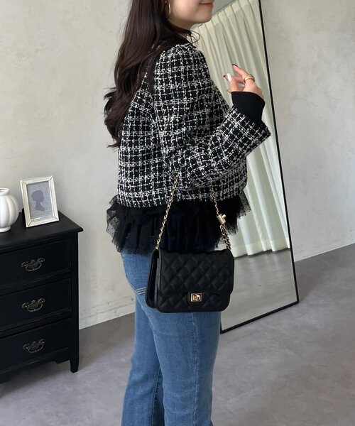 prose verse(プロズヴェール)の「パフスリーブショート丈ツイードジャケット(その他アウター・レディース・オフホワイト/ブラック・LARGE/MEDIUM)」の9枚目の写真