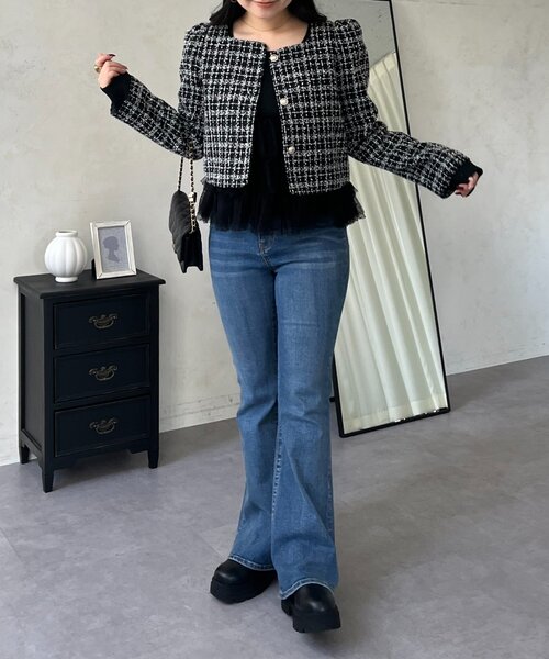 prose verse(プロズヴェール)の「パフスリーブショート丈ツイードジャケット(その他アウター・レディース・オフホワイト/ブラック・LARGE/MEDIUM)」の12枚目の写真