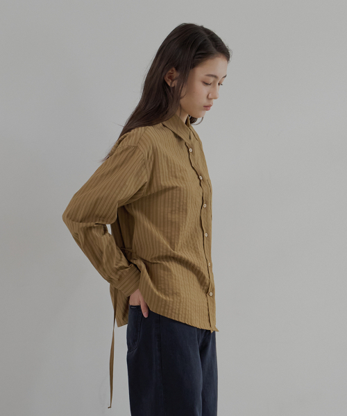 BUT'TON(ボッタン)の「Stripe Loop Shirt (Brown)(シャツ/ブラウス・レディース・その他・FREE)」の1枚目の写真