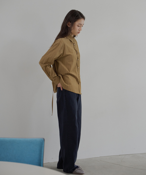 BUT'TON(ボッタン)の「Stripe Loop Shirt (Brown)(シャツ/ブラウス・レディース・その他・FREE)」の2枚目の写真