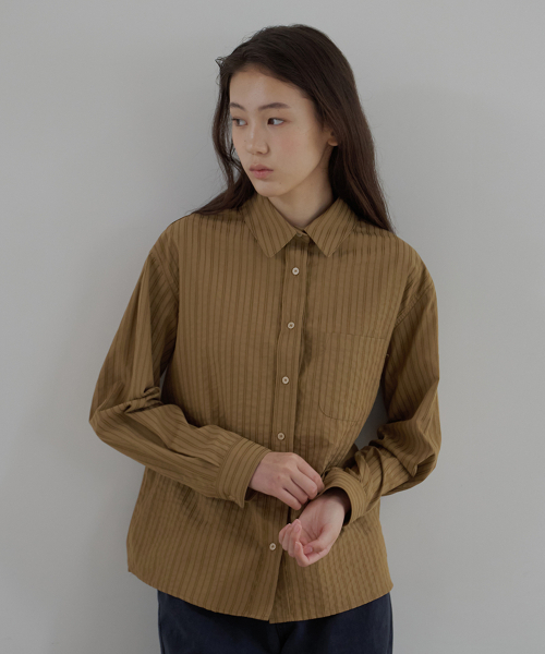 BUT'TON(ボッタン)の「Stripe Loop Shirt (Brown)(シャツ/ブラウス・レディース・その他・FREE)」の4枚目の写真