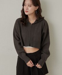 mline | [mline]ショートニットフーディー(パーカー)