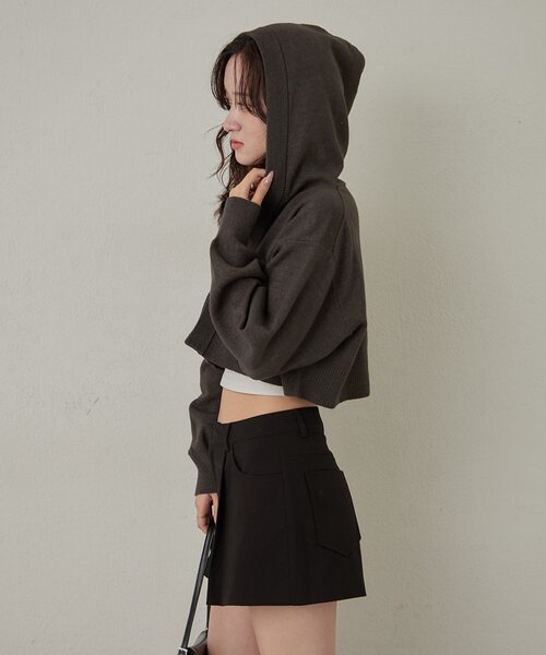 mline（エムライン）の「[mline]ショートニットフーディー（パーカー・レディース・グリーン/チャコールグレー/オフホワイト・FREE）」の22枚目の写真