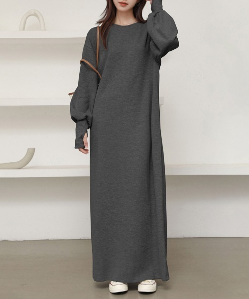 StandAlone スウェットロングワンピース グレー 2(M) セール】スウェットロングワンピース（ワンピース）｜ONEP STAR