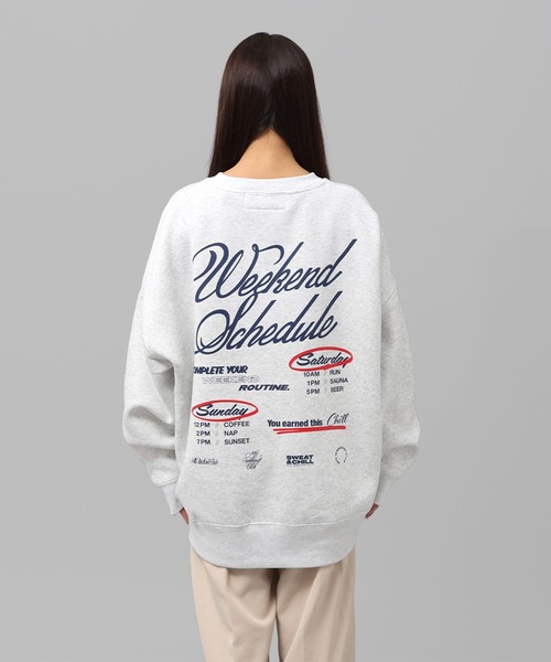 MFC STORE（エムエフシーストア）の「MFC STORE WEEKEND CLUB SCHEDULE BIG SILHOUETTE CREWNECK（スウェット・メンズ・ブラック/アッシュ・M/L/XL）」の3枚目の写真