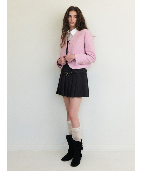 ETMON(エトモン)の「Curved Boucle Tweed Jacket, Pink(その他アウター・レディース・その他・S/M)」の2枚目の写真