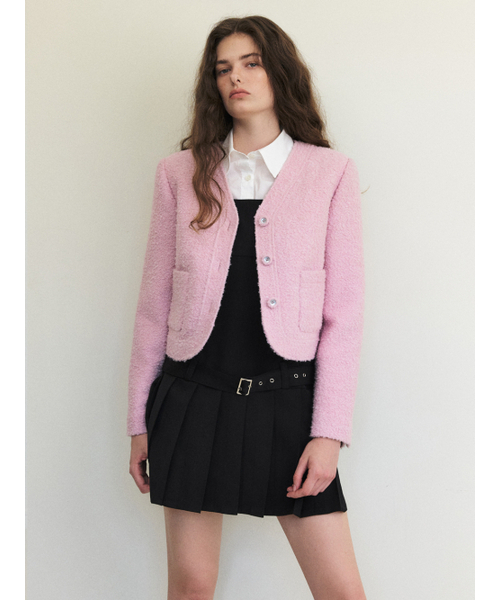 ETMON(エトモン)の「Curved Boucle Tweed Jacket, Pink(その他アウター・レディース・その他・S/M)」の3枚目の写真