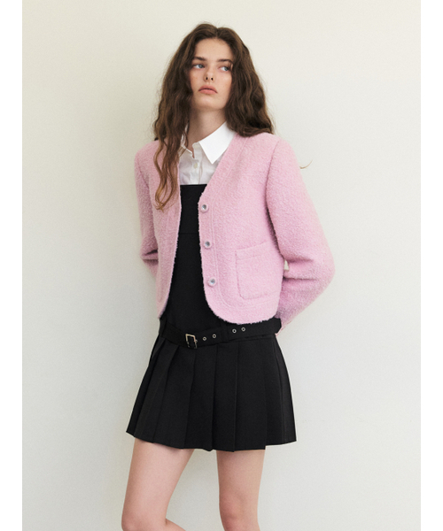 ETMON(エトモン)の「Curved Boucle Tweed Jacket, Pink(その他アウター・レディース・その他・S/M)」の4枚目の写真