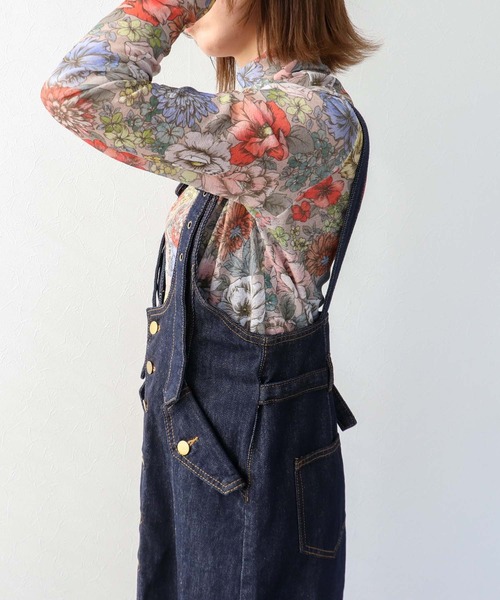 Three Four Time（ｽﾘｰﾌｫｰﾀｲﾑ）の「フロントボタンデニム（ワンピース・レディース・ネイビー・FREE）」の7枚目の写真