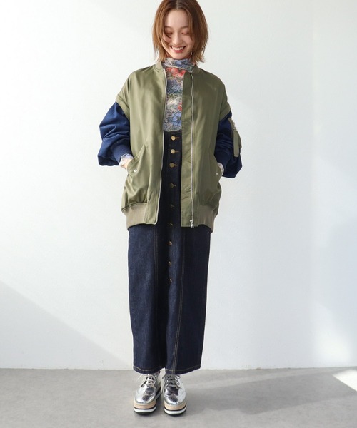 Three Four Time（ｽﾘｰﾌｫｰﾀｲﾑ）の「フロントボタンデニム（ワンピース・レディース・ネイビー・FREE）」の12枚目の写真