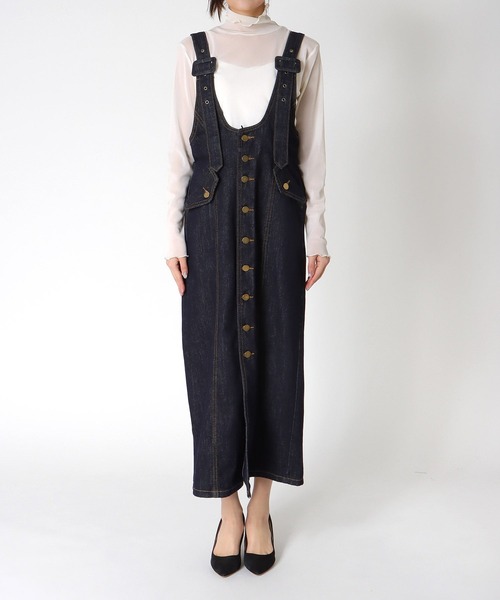 Three Four Time（ｽﾘｰﾌｫｰﾀｲﾑ）の「フロントボタンデニム（ワンピース・レディース・ネイビー・FREE）」の14枚目の写真