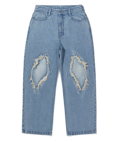 BROWNBREATH(ブラウンブレス)の「PATCHED STRAIGHT PANTS - LIGHT BLUE(デニムパンツ・レディース・その他・L/M/XL)」の1枚目の写真
