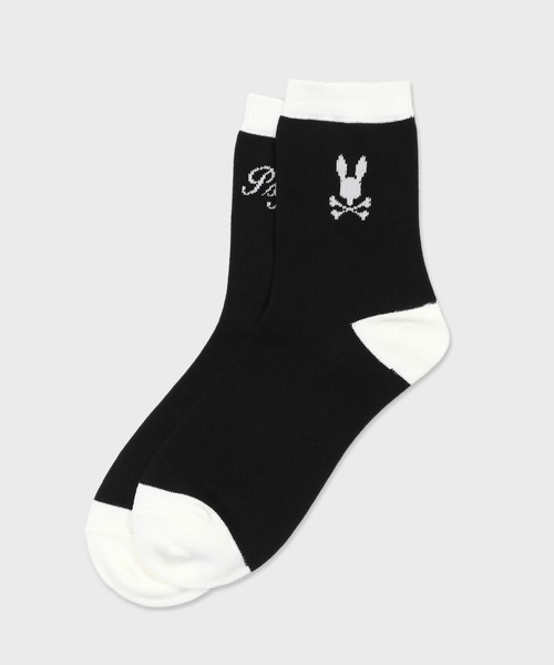 Psycho Bunny（サイコバニー）の「[GOLF]モダングラフィックロゴ　ミドルソックス（ソックス/靴下・メンズ・グレー/ブラック・25-27）」の2枚目の写真