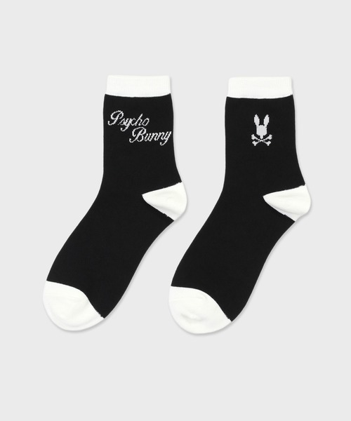 Psycho Bunny（サイコバニー）の「[GOLF]モダングラフィックロゴ　ミドルソックス（ソックス/靴下・メンズ・グレー/ブラック・25-27）」の3枚目の写真