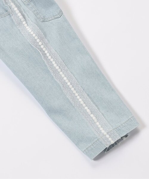 Seraph(セラフ)の「チュールレースラインデニムストレートパンツ(デニムパンツ・キッズ・サックスブルー/ブルー・80/90/100/110/120/130/140)」の8枚目の写真