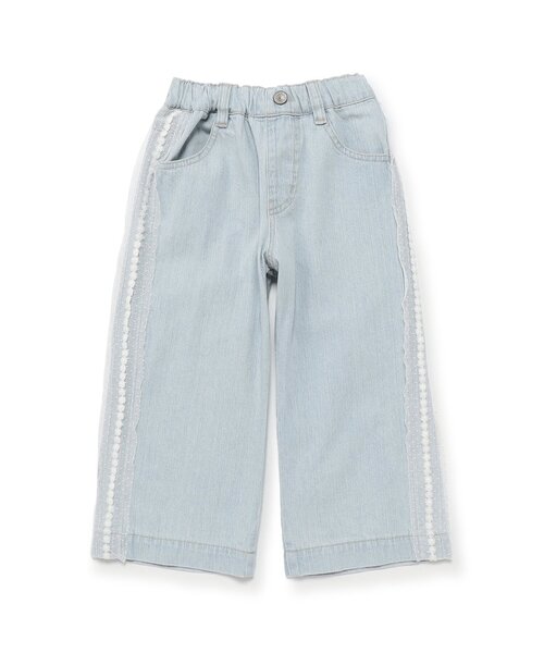 Seraph(セラフ)の「チュールレースラインデニムストレートパンツ(デニムパンツ・キッズ・サックスブルー/ブルー・80/90/100/110/120/130/140)」の9枚目の写真