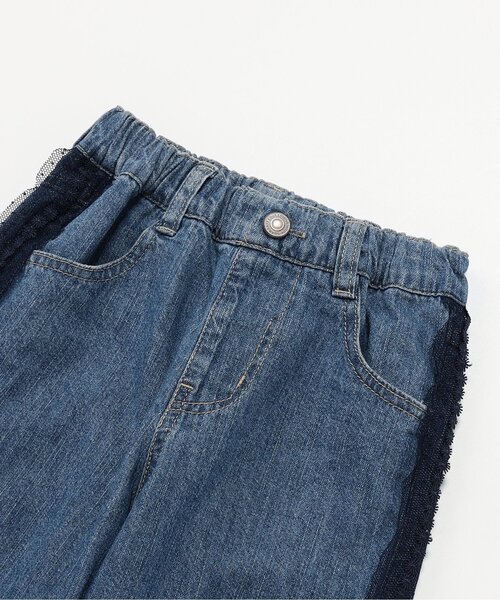 Seraph(セラフ)の「チュールレースラインデニムストレートパンツ(デニムパンツ・キッズ・サックスブルー/ブルー・80/90/100/110/120/130/140)」の12枚目の写真