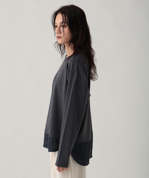 Elura（エルーラ）の「ドレスアップ裾コンビプルオーバー/643319（Tシャツ/カットソー・レディース・チャコールグレー/ホワイト/ダークブラウン・FREE）」の19枚目の写真