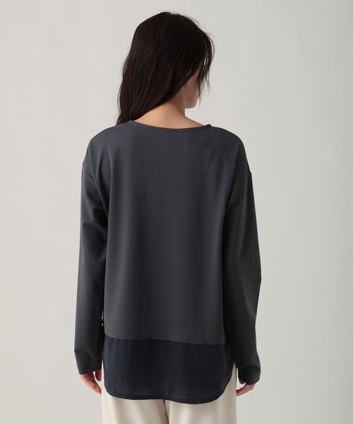 Elura（エルーラ）の「ドレスアップ裾コンビプルオーバー/643319（Tシャツ/カットソー・レディース・チャコールグレー/ホワイト/ダークブラウン・FREE）」の20枚目の写真