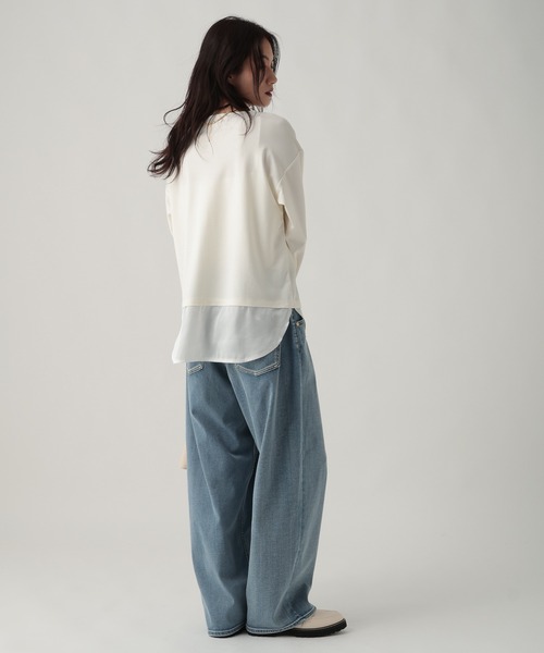 Elura（エルーラ）の「ドレスアップ裾コンビプルオーバー/643319（Tシャツ/カットソー・レディース・チャコールグレー/ホワイト/ダークブラウン・FREE）」の8枚目の写真