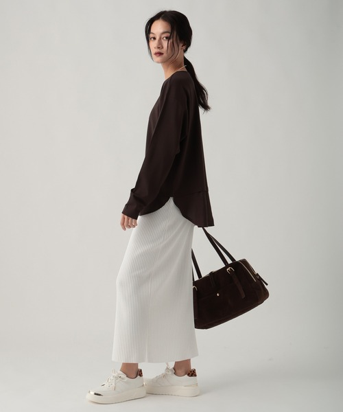 Elura（エルーラ）の「ドレスアップ裾コンビプルオーバー/643319（Tシャツ/カットソー・レディース・チャコールグレー/ホワイト/ダークブラウン・FREE）」の15枚目の写真