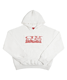 CITY LOGO CUT OFF HOODIE WHITE