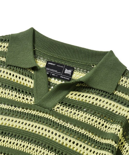 BROWNBREATH（ブラウンブレス）の「STRIPE PUNCHING COLLAR KNIT - KHAKI（ニット/セーター・レディース・その他・S/M/L/XL）」の3枚目の写真