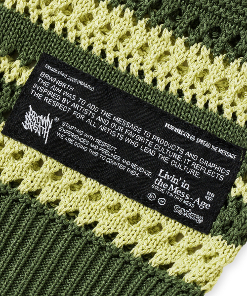 BROWNBREATH（ブラウンブレス）の「STRIPE PUNCHING COLLAR KNIT - KHAKI（ニット/セーター・レディース・その他・S/M/L/XL）」の5枚目の写真