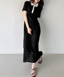 junoah（ジュノア）の「ストレッチフリルカットポロワンピース（ワンピース）」