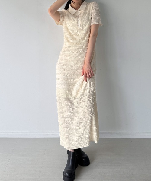 junoah(ジュノア)の「ストレッチフリルカットポロワンピース(一部ペチスカートセット)(ワンピース・レディース・ライトブルー/アイボリー/ブラック・LARGE/MEDIUM/SMALL)」の9枚目の写真