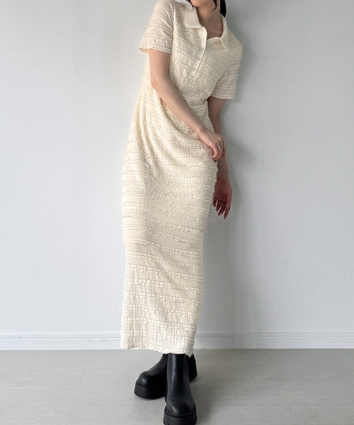 junoah(ジュノア)の「ストレッチフリルカットポロワンピース(一部ペチスカートセット)(ワンピース・レディース・ライトブルー/アイボリー/ブラック・LARGE/MEDIUM/SMALL)」の11枚目の写真