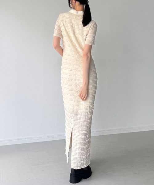 junoah(ジュノア)の「ストレッチフリルカットポロワンピース(一部ペチスカートセット)(ワンピース・レディース・ライトブルー/アイボリー/ブラック・LARGE/MEDIUM/SMALL)」の12枚目の写真