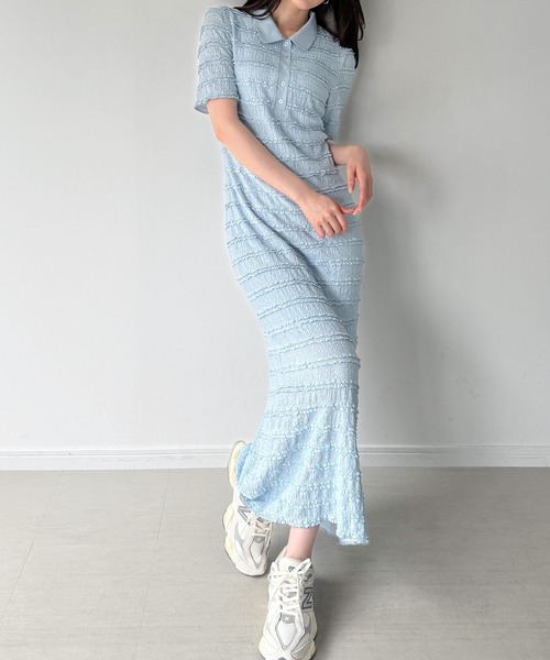 junoah(ジュノア)の「ストレッチフリルカットポロワンピース(一部ペチスカートセット)(ワンピース・レディース・ライトブルー/アイボリー/ブラック・LARGE/MEDIUM/SMALL)」の13枚目の写真