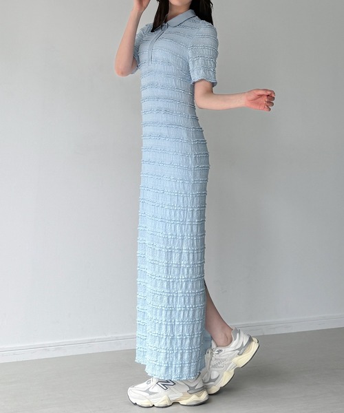 junoah(ジュノア)の「ストレッチフリルカットポロワンピース(一部ペチスカートセット)(ワンピース・レディース・ライトブルー/アイボリー/ブラック・LARGE/MEDIUM/SMALL)」の14枚目の写真