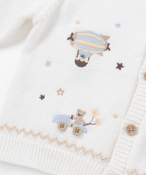 SLAP SLIP BABY（スラップスリップベビー）の「恐竜アニマルのりもの刺しゅう配色ニットカーディガンベビー(70~80cm)（その他ベビーウェア・キッズ・オフホワイト/ブルー・FREE）」の7枚目の写真