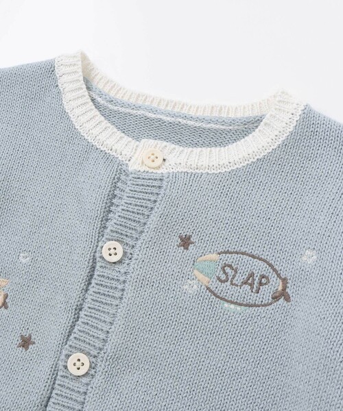 SLAP SLIP BABY（スラップスリップベビー）の「恐竜アニマルのりもの刺しゅう配色ニットカーディガンベビー(70~80cm)（その他ベビーウェア・キッズ・オフホワイト/ブルー・FREE）」の11枚目の写真