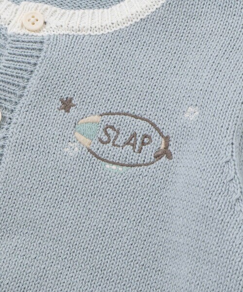 SLAP SLIP BABY（スラップスリップベビー）の「恐竜アニマルのりもの刺しゅう配色ニットカーディガンベビー(70~80cm)（その他ベビーウェア・キッズ・オフホワイト/ブルー・FREE）」の12枚目の写真