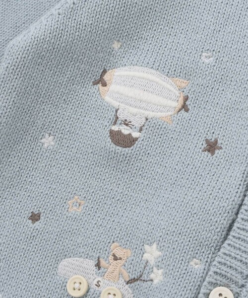 SLAP SLIP BABY（スラップスリップベビー）の「恐竜アニマルのりもの刺しゅう配色ニットカーディガンベビー(70~80cm)（その他ベビーウェア・キッズ・オフホワイト/ブルー・FREE）」の13枚目の写真