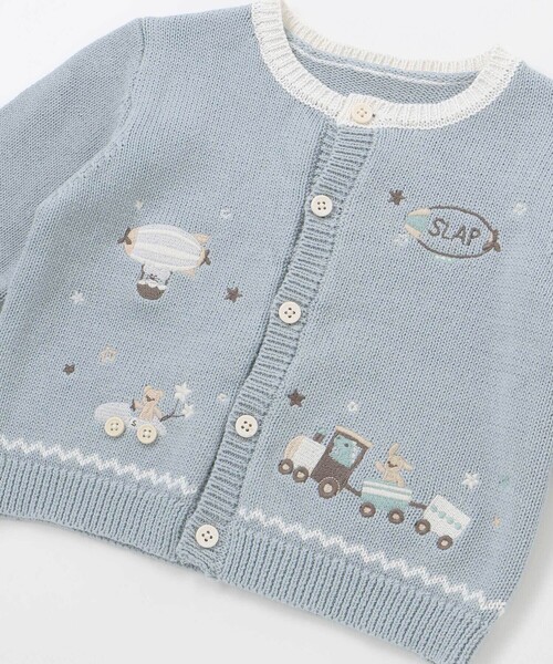 SLAP SLIP BABY（スラップスリップベビー）の「恐竜アニマルのりもの刺しゅう配色ニットカーディガンベビー(70~80cm)（その他ベビーウェア・キッズ・オフホワイト/ブルー・FREE）」の14枚目の写真
