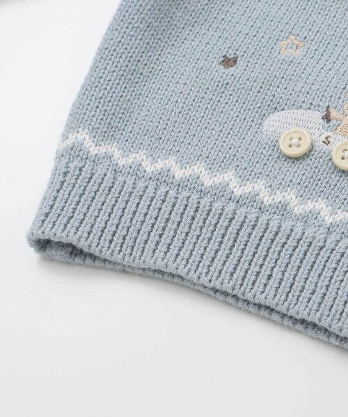 SLAP SLIP BABY（スラップスリップベビー）の「恐竜アニマルのりもの刺しゅう配色ニットカーディガンベビー(70~80cm)（その他ベビーウェア・キッズ・オフホワイト/ブルー・FREE）」の15枚目の写真