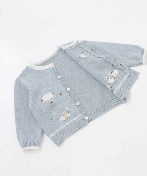 SLAP SLIP BABY（スラップスリップベビー）の「恐竜アニマルのりもの刺しゅう配色ニットカーディガンベビー(70~80cm)（その他ベビーウェア・キッズ・オフホワイト/ブルー・FREE）」の17枚目の写真