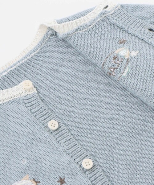 SLAP SLIP BABY（スラップスリップベビー）の「恐竜アニマルのりもの刺しゅう配色ニットカーディガンベビー(70~80cm)（その他ベビーウェア・キッズ・オフホワイト/ブルー・FREE）」の18枚目の写真