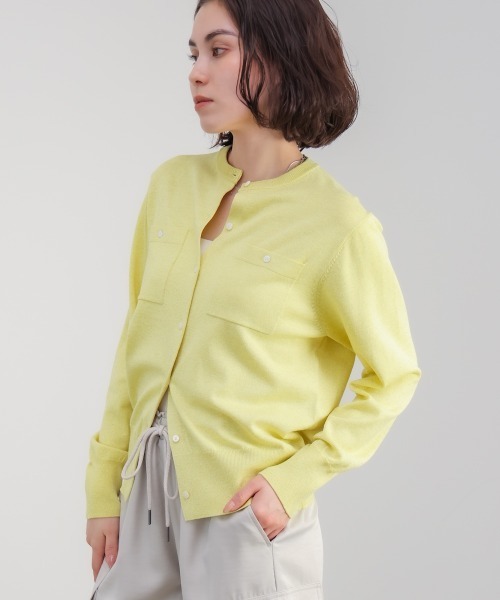 Bou Jeloud(ブージュルード)の「マイクロラメ丸首ニットカーディガン(カーディガン/ボレロ・レディース・イエロー/ブラック/ベージュ・FREE)」の22枚目の写真