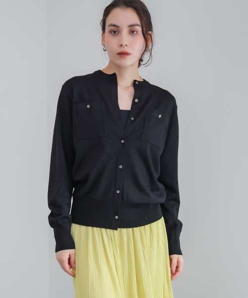 Bou Jeloud(ブージュルード)の「マイクロラメ丸首ニットカーディガン(カーディガン/ボレロ・レディース・イエロー/ブラック/ベージュ・FREE)」の17枚目の写真