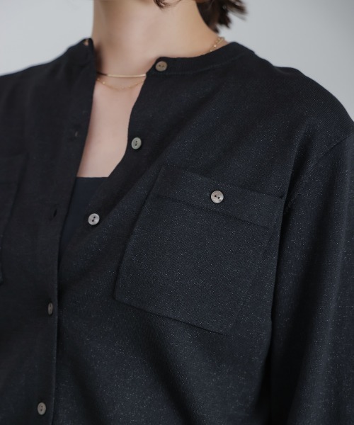 Bou Jeloud(ブージュルード)の「マイクロラメ丸首ニットカーディガン(カーディガン/ボレロ・レディース・イエロー/ブラック/ベージュ・FREE)」の21枚目の写真